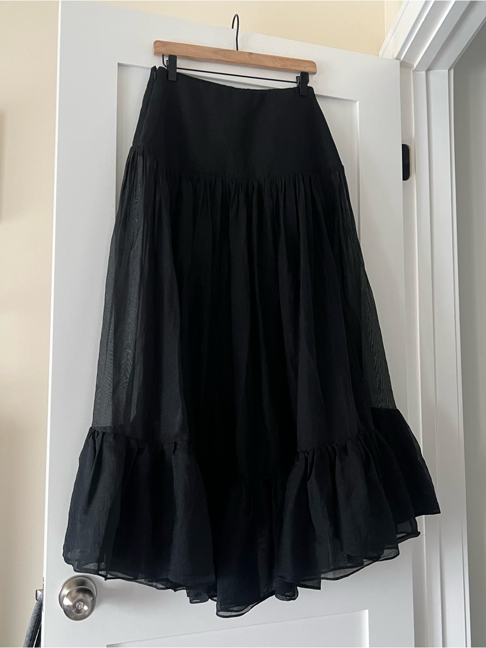 & Other Stories Black Sheer Tiered Maxi Skirt